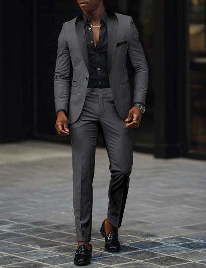 Leonardo - Traje slim-fit con solapas en contraste