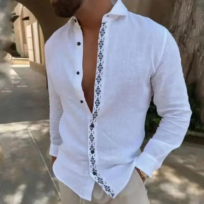 Leo - Camisa de lino bordada