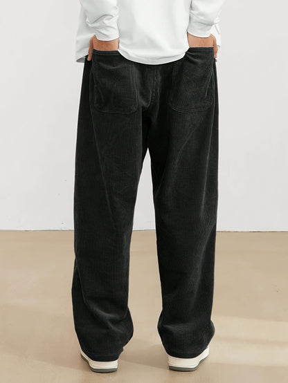 Leo - Pantalón ancho hombre pana casual streetwear