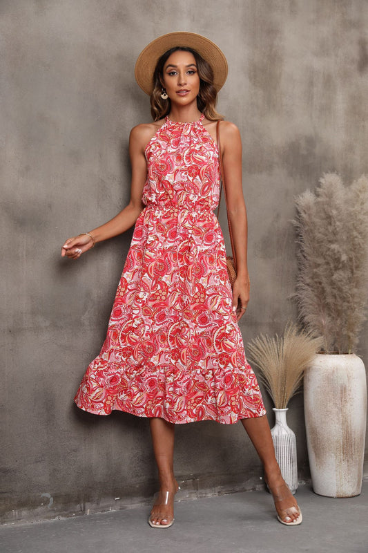Sarina - Vestido Midi Paisley Cuello Halter