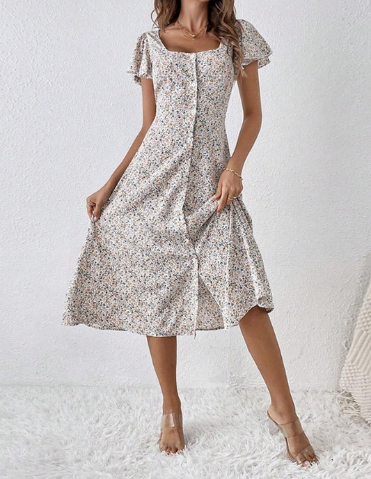 Ivanna - Vestido midi floral con botones