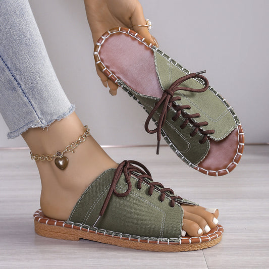 Denira - Sandalias de verano estilo denim con cordones