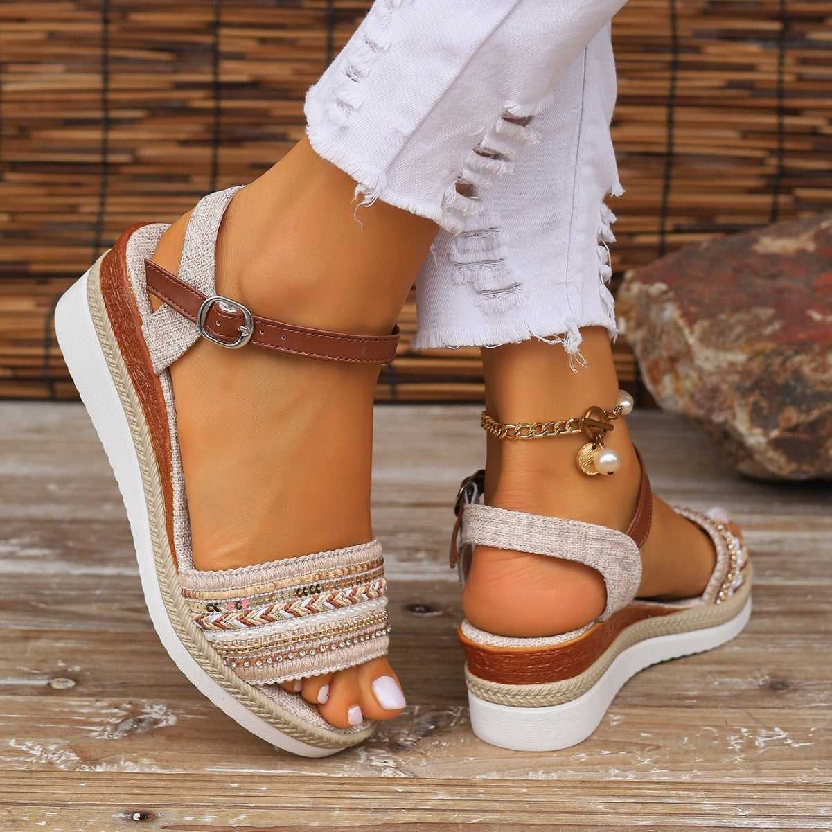 Mariana - Sandalias de plataforma boho