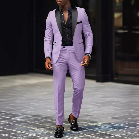 Leonardo - Traje slim-fit con solapas en contraste