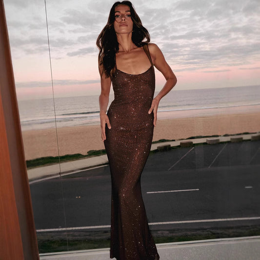 Eva - Vestido maxi brillante vestidos playa