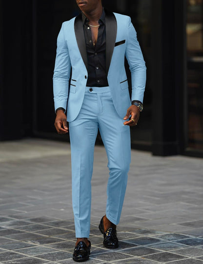 Leonardo - Traje slim-fit con solapas en contraste