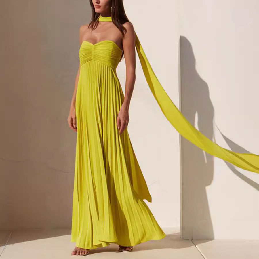 Valeria - Vestido de gasa plisada sin tirantes