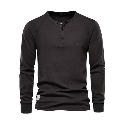 Santiago - Camiseta Henley manga larga con botones hombre