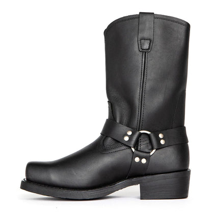 Álvaro - Botas Hombre Vaqueras De Cuero Marrón Con Hebilla