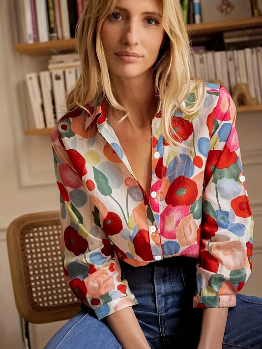 Emilia - Blusa floral abotonada