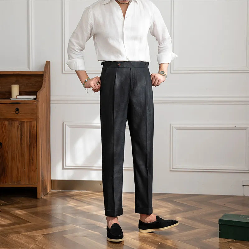 Lusyenn | Pantalones de lino de pierna recta para hombre