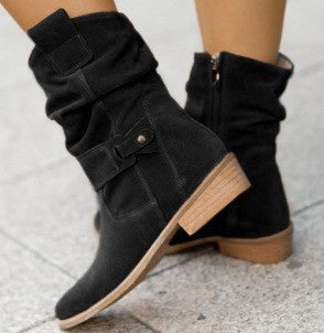 Camila - Botas de ante holgadas hasta la mitad de la pantorrilla