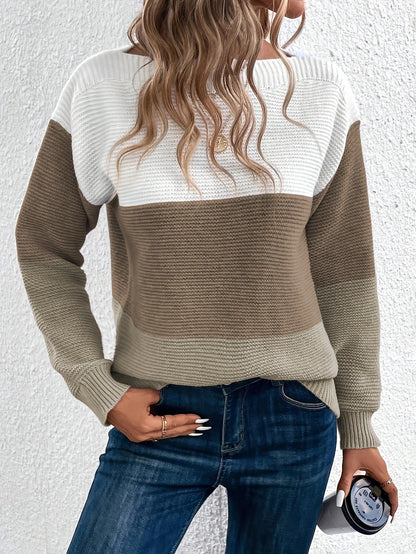 Elena - Suéter de punto para mujer con diseño a rayas de colores