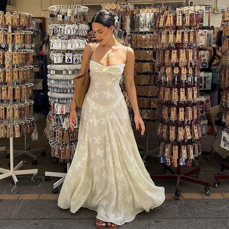 Alésia | Vestido elegante bordado ajustado con tirantes