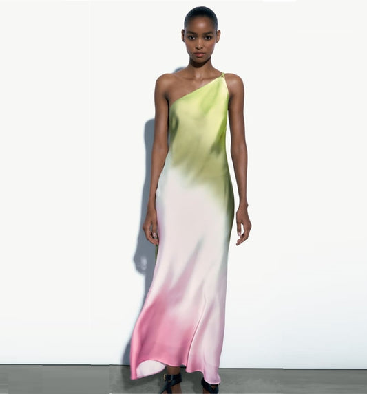 Ariana - Vestido maxi de satén ombre
