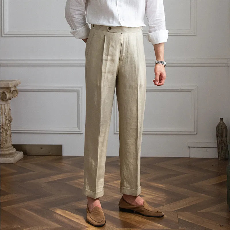 Lusyenn | Pantalones de lino de pierna recta para hombre