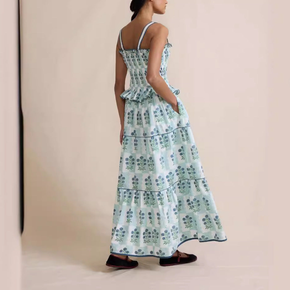 Naia - Maxivestido floral smocked de mujer