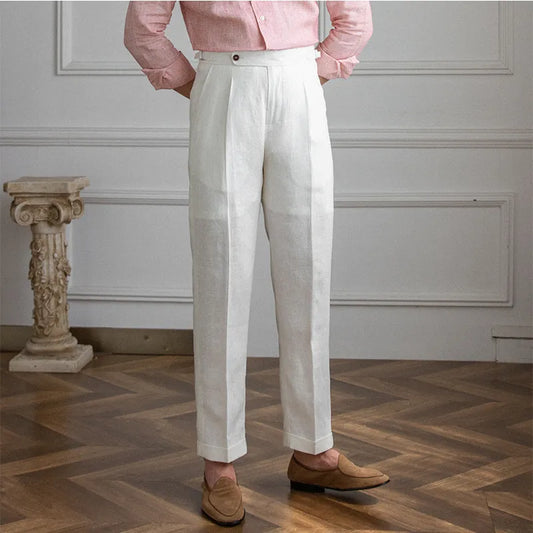 Lusyenn | Pantalones de lino de pierna recta para hombre