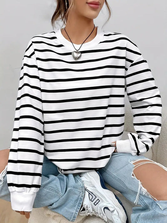 Carla – Camiseta de manga larga a rayas