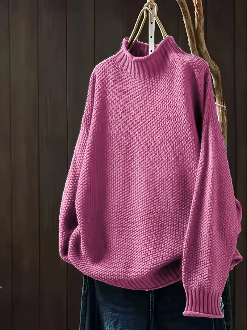 Isabela - Jersey mujer cuello alto tejido grueso casual