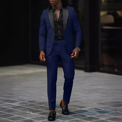 Leonardo - Traje slim-fit con solapas en contraste