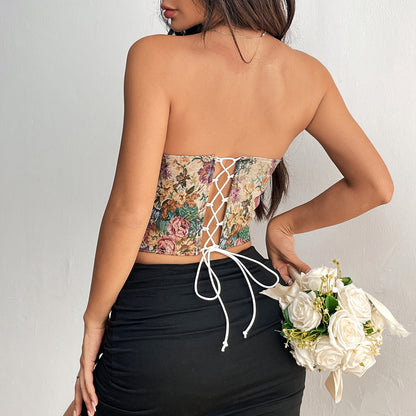 Camila - Blusa corset floral sin tirantes