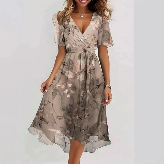 Avelina - Vestido midi de flores fluidas