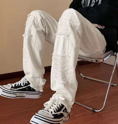 Claudio | Pantalones de mezclilla de pierna recta de moda urbana