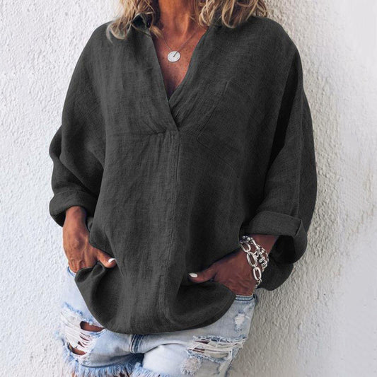 Lucía - Blusa oversize de lino con bolsillo