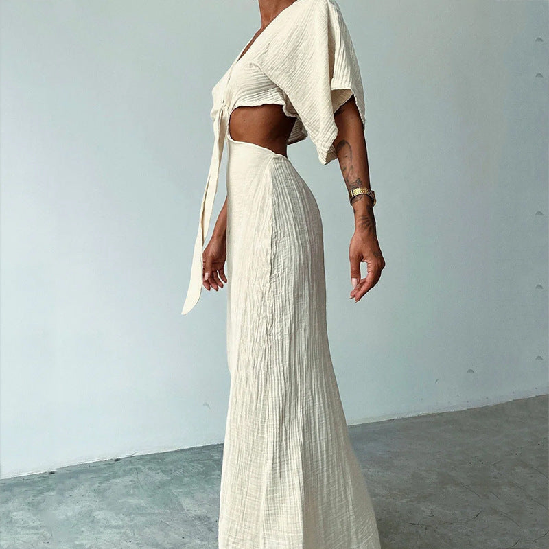 Noelia - Maxi vestido playa con nudo frontal