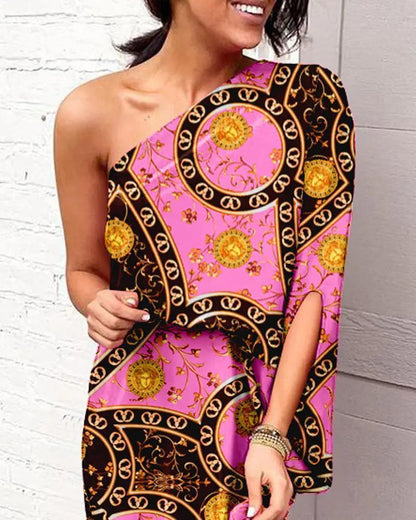 Regina - Vestido floral midi asimétrico