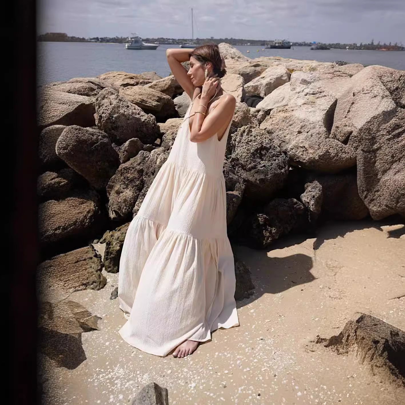 Hana - Vestido de playa marfil
