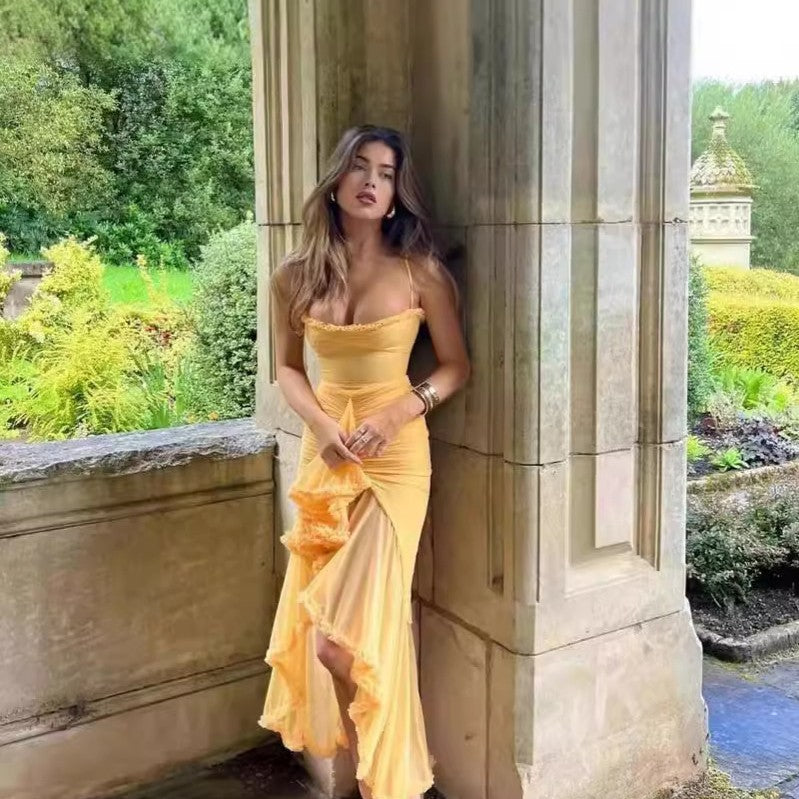 Sienna - Vestido de tirantes con volante fruncido