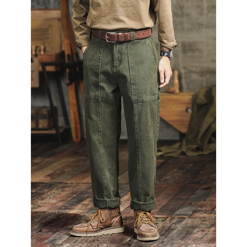 Antonio | Pantalones cargo rectos casuales para hombre en verde militar estilo retro