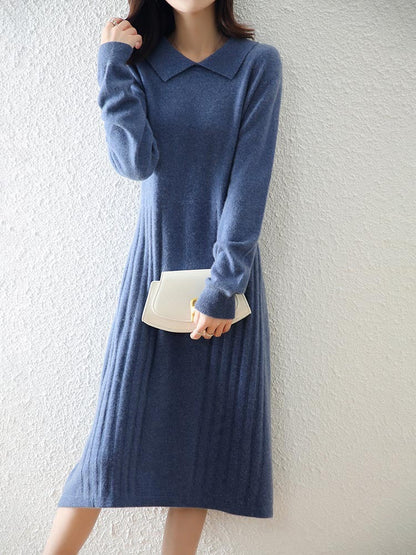 Isabela - Vestido de punto para mujer con cuello clásico