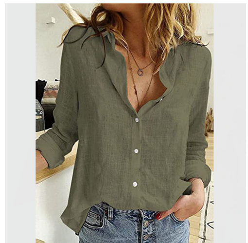 Niza - Blusa informal de lino con botones