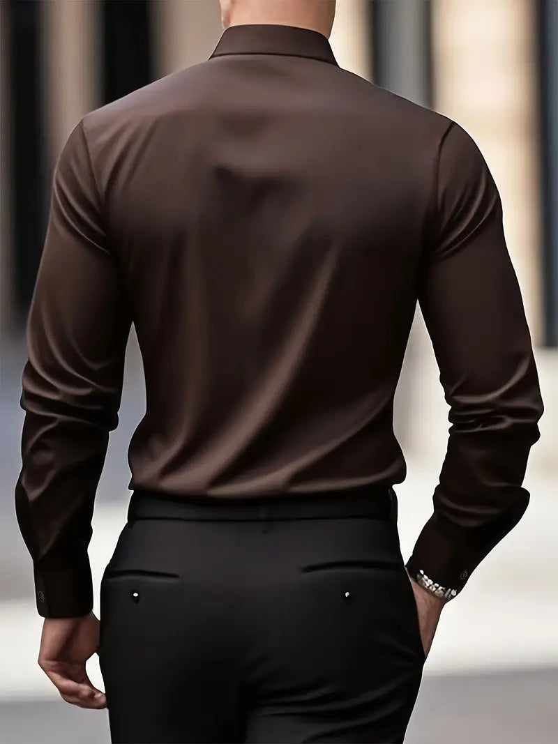 Gabriel - Camisa de hombre manga larga con corte slim fit