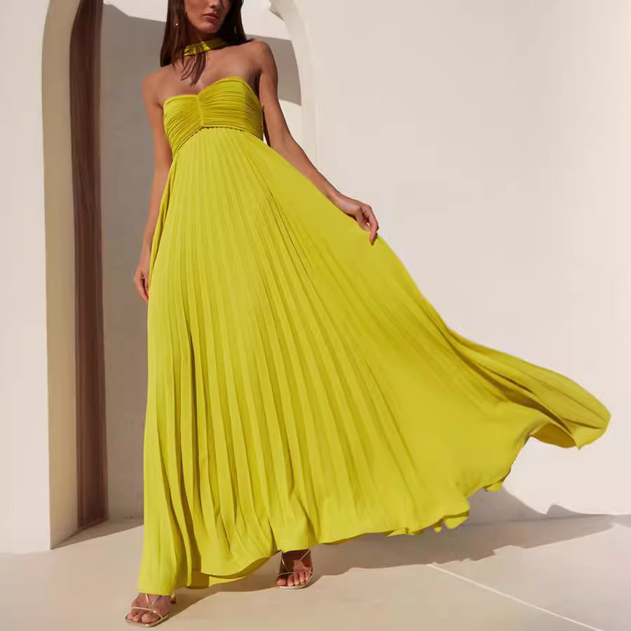 Valeria - Vestido de gasa plisada sin tirantes