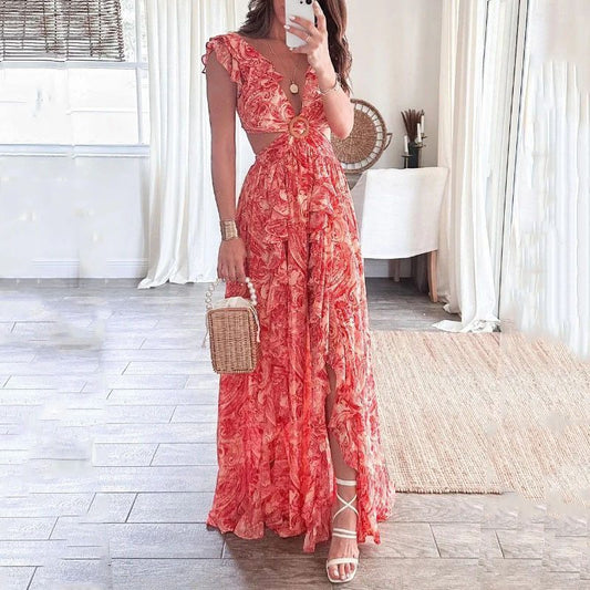 Ariana - Vestido maxi con volantes recortados
