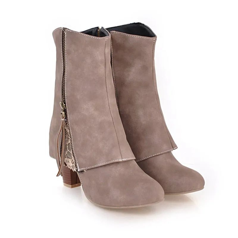 Jaquelynne | Botas retro, botas casuales con tacones gruesos