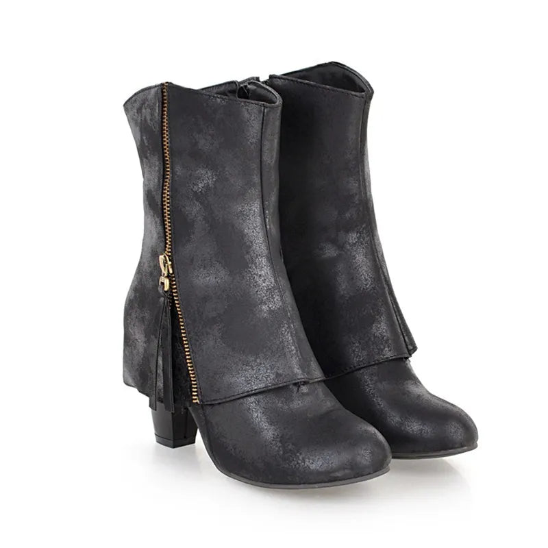 Jaquelynne | Botas retro, botas casuales con tacones gruesos