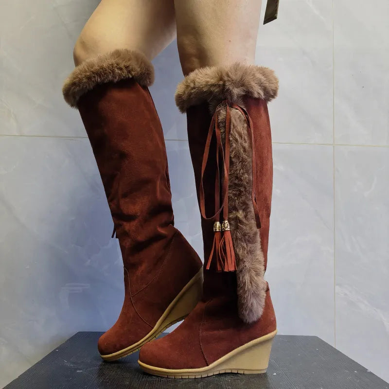 Esmée | Botas largas de felpa de invierno para mujer, botas de combate