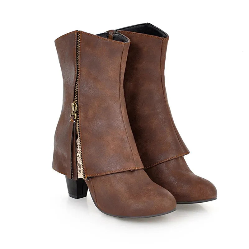 Jaquelynne | Botas retro, botas casuales con tacones gruesos