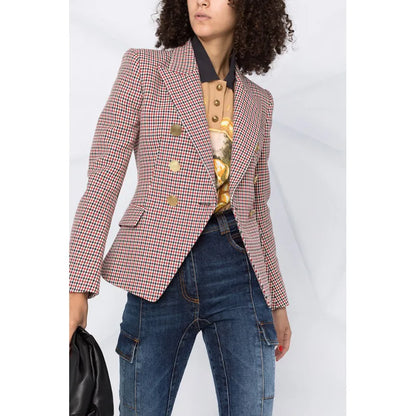 Wrynn | Blazer de mujer con estampado de pata de gallo y doble botonadura