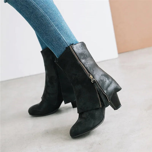 Jaquelynne | Botas retro, botas casuales con tacones gruesos