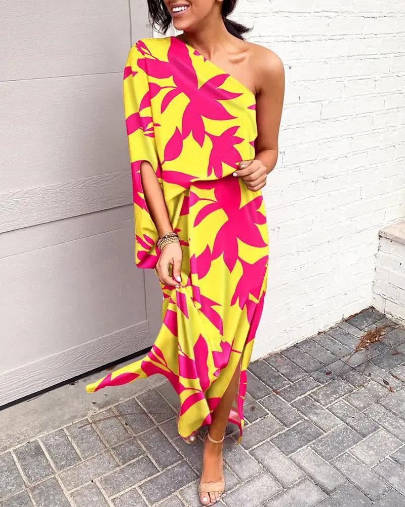 Regina - Vestido floral midi asimétrico
