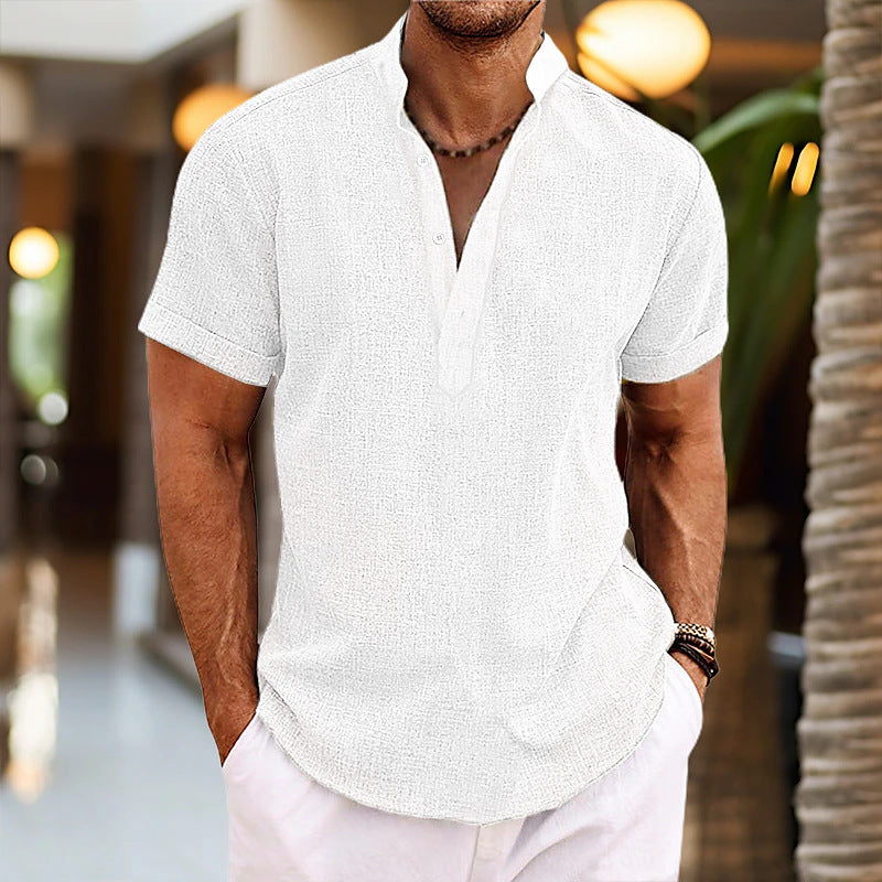 Mateo - Camisa de cuello mandarín con textura