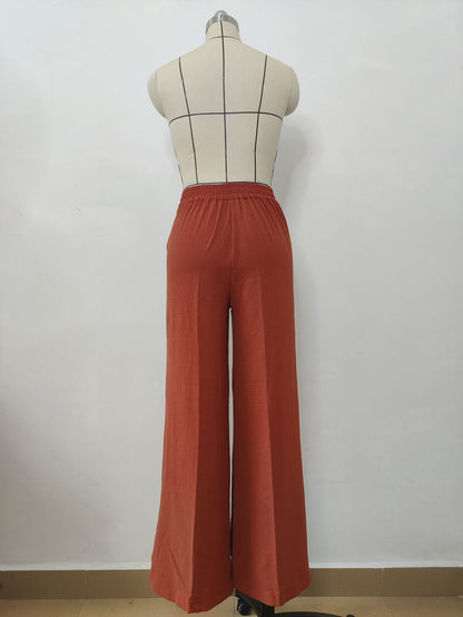 Celeste | Pantalones casuales de pierna ancha, holgados y plisados de color sólido