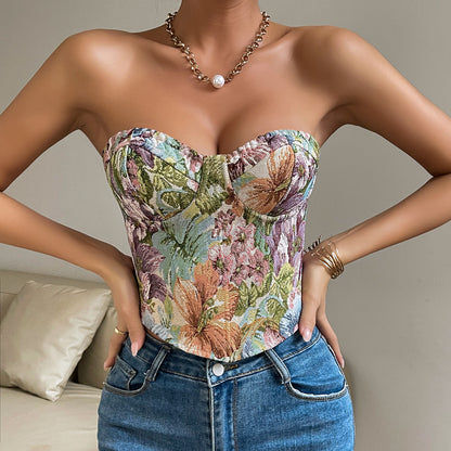 Camila - Blusa corset floral sin tirantes