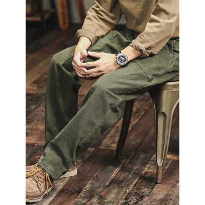 Antonio | Pantalones cargo rectos casuales para hombre en verde militar estilo retro